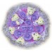 Букет из 6 мишек с цветочками фиолетового цвета