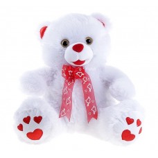 Подарок плюшевый медведь с сердечками на лапках